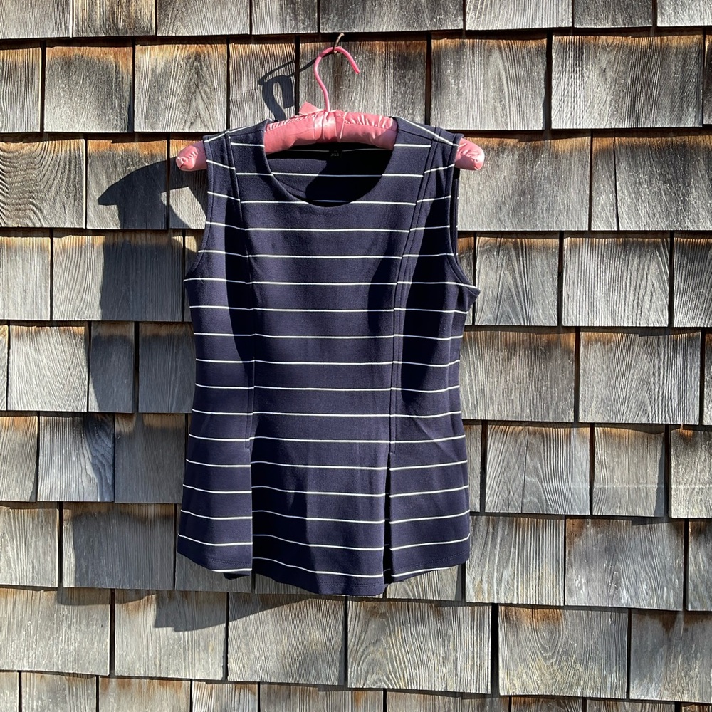 Ann Taylor Navy and White Striped Tank Top